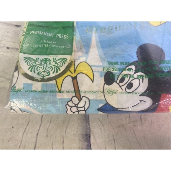 Vintage Disney Pacific Muslin Twin Flat Sheet Mickey Mouse Huey Dewey Louie - Picture 11 of 12